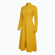 Yellow High Neck Long Sleeve Zip Midi Dress