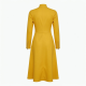 Yellow High Neck Long Sleeve Zip Midi Dress