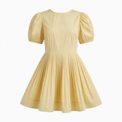 Puff Sleeve Pleated Summer Dress