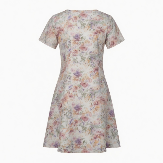 V-Neck Short Sleeve Floral Dress