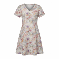V-Neck Short Sleeve Floral Dress