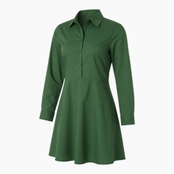 Green Collared Long Sleeve Mini Dress