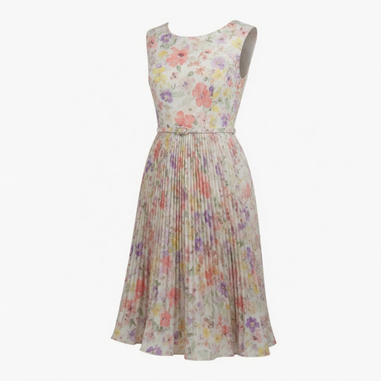 Pleated Floral Summer Dress