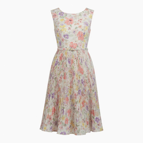 Pleated Floral Summer Dress