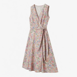 Sleeveless Floral Wrap Dress