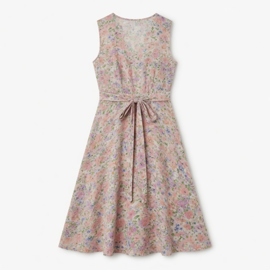 Sleeveless Floral Wrap Dress