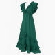 Green V-Neck Ruffled Maxi Dress