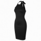 Black Halter Bodycon Party Dress