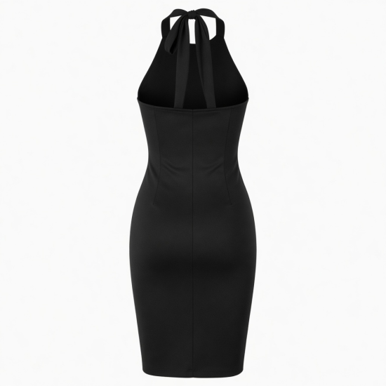 Black Halter Bodycon Party Dress