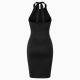Black Halter Bodycon Party Dress