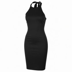 Black Halter Bodycon Party Dress
