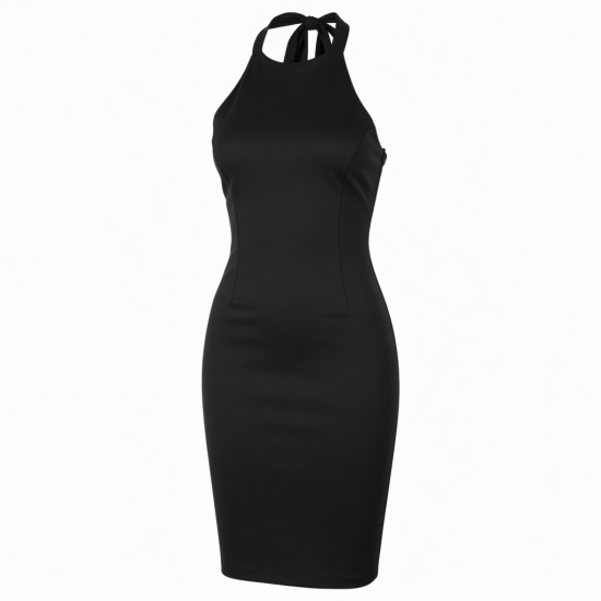 Black Halter Bodycon Party Dress