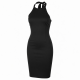 Black Halter Bodycon Party Dress