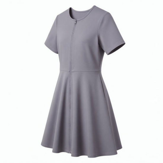 Short Sleeve Zip Dress