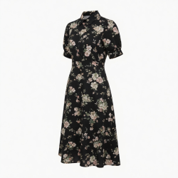 Black Collared Floral Dress