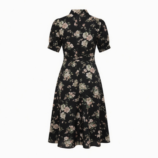 Black Collared Floral Dress