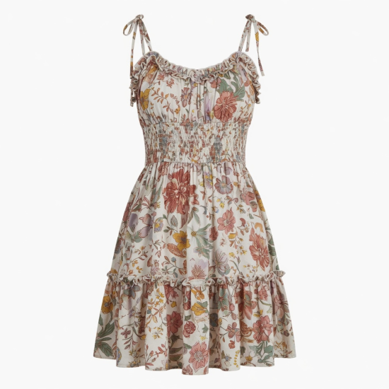 Floral Boho Beach Party Mini Dress