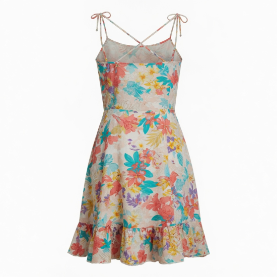 Spaghetti Strap Floral Tropical Summer Dress