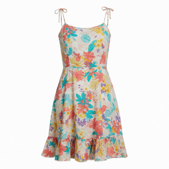 Spaghetti Strap Floral Tropical Summer Dress