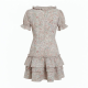 V-Neck Short Sleeve Ruffled Floral Dress