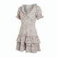 V-Neck Short Sleeve Ruffled Floral Dress