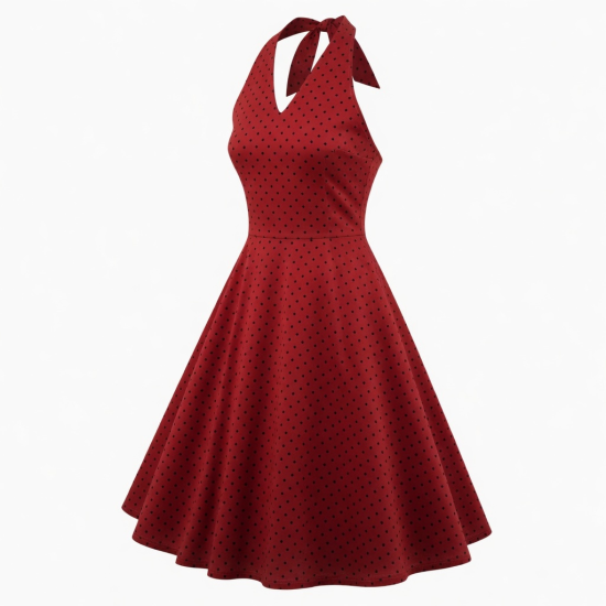 Halter Polka Dot Vintage Retro Dress