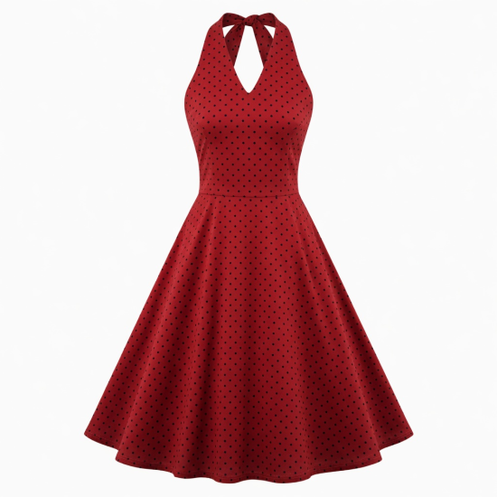 Halter Polka Dot Vintage Retro Dress
