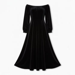 Black Off-Shoulder Velvet Maxi Dress