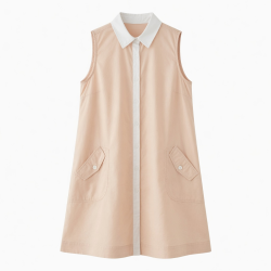 Collared Sleeveless Pockets Summer Dress