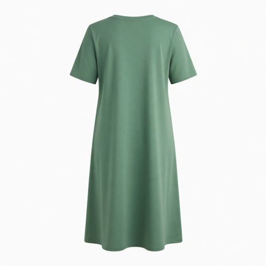 Green Jersey Cotton Midi Dress