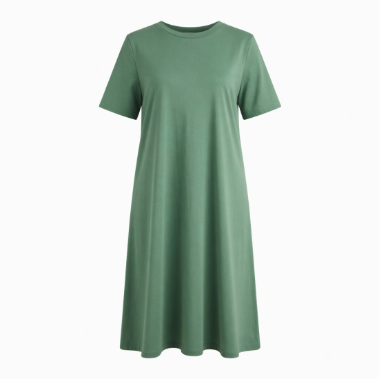 Green Jersey Cotton Midi Dress