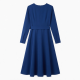 Royal Blue Long Sleeve Belted Elegant Dress