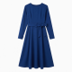 Royal Blue Long Sleeve Belted Elegant Dress