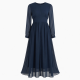 Navy Fitted Zip Chiffon Maxi Dress