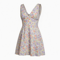 V-Neck Sleeveless Floral Summer Mini Dress