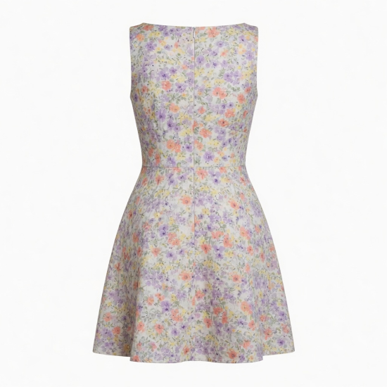V-Neck Sleeveless Floral Summer Mini Dress