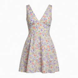 V-Neck Sleeveless Floral Summer Mini Dress