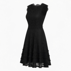 Black Sleeveless Lace Summer Dress