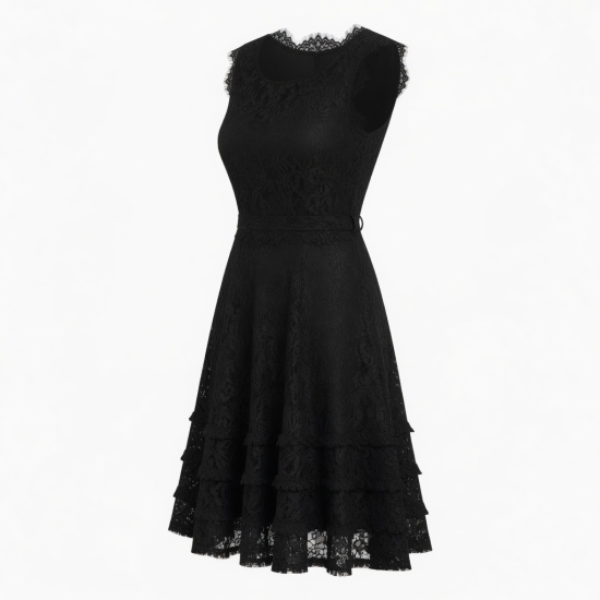 Black Sleeveless Lace Summer Dress