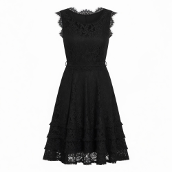 Black Sleeveless Lace Summer Dress