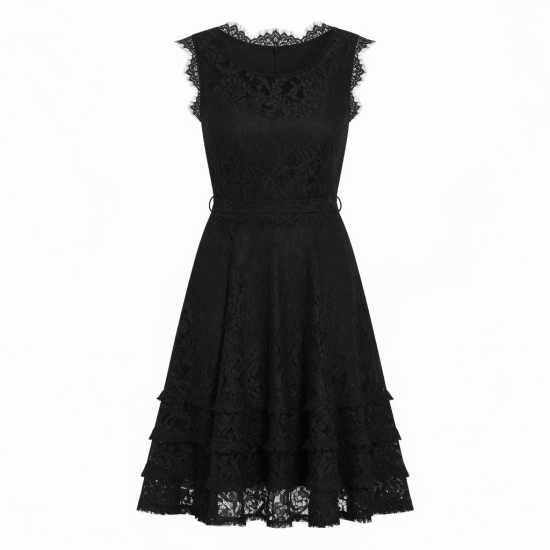 Black Sleeveless Lace Summer Dress