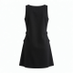 Black Sleeveless Pockets Dress