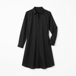 Black Collared Long Sleeve Summer Dress