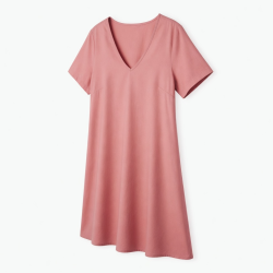 Pink V-Neck Short Sleeve Summer Dress