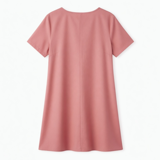 Pink V-Neck Short Sleeve Summer Dress
