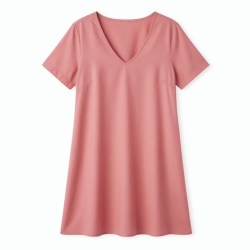 Pink V-Neck Short Sleeve Summer Dress