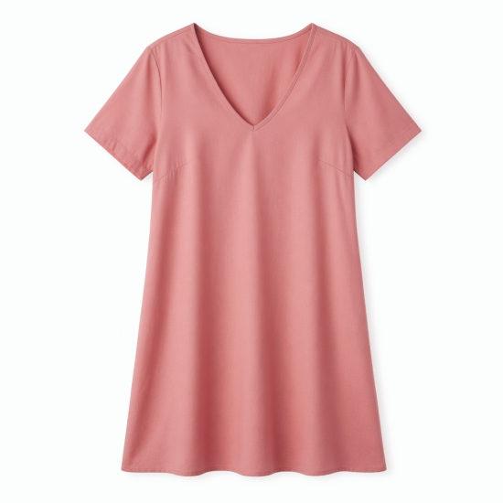 Pink V-Neck Short Sleeve Summer Dress