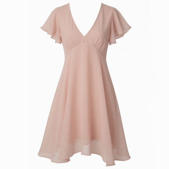V-Neck Chiffon Dress