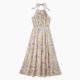 Halter Sleeveless Floral Chiffon Maxi Dress