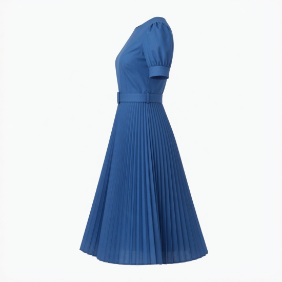 Blue Pleated Dress